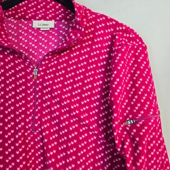 LL Bean Womens Birdseye Fleece Sweater Sz Small Pink 1/4 Zip Soft Cozy Outdoors - Picture 3 of 8